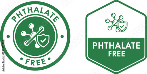 Green Phthalate Free Badge Icons for Product Packaging and Eco-Friendly Labeling