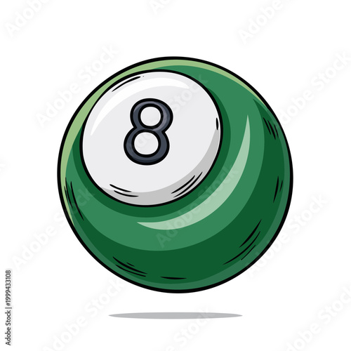 Illustration of a green eight ball from a pool table game