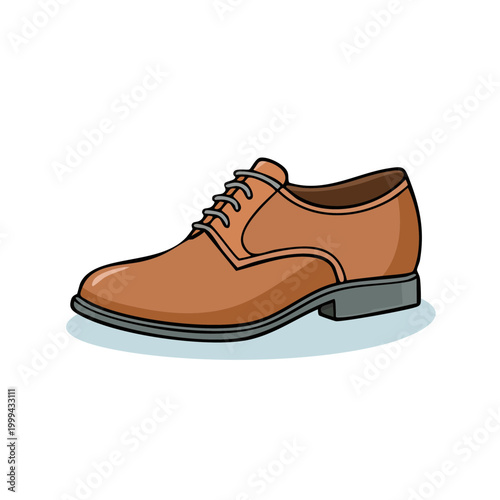 Classic Brown Leather Oxford Shoe with Laces and Stitching Detail