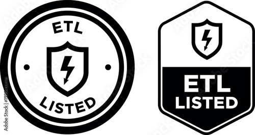 ETL Listed Certification Badge Icons for Electrical Safety Compliance and Product Labeling