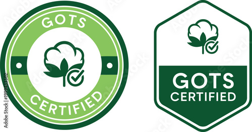 Foto GOTS Certified Organic Cotton Badge Vector Icons for Eco-Friendly Textile and Su