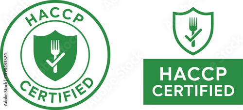 HACCP Certified Badge Vector Icon Set for Food Safety and Quality Assurance Labels