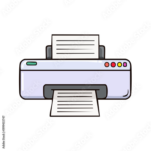 Modern inkjet printer printing documents with paper output and input