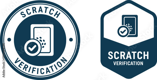 Scratch Verification Badge Icon Set for Security Authentication and Product Authenticity Labels