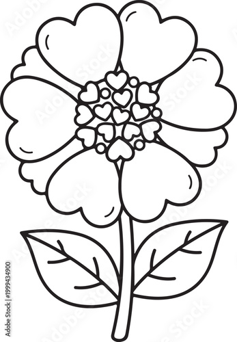 Hand drawn cute potted blooming Line Art flowers coloring page for adults and kids