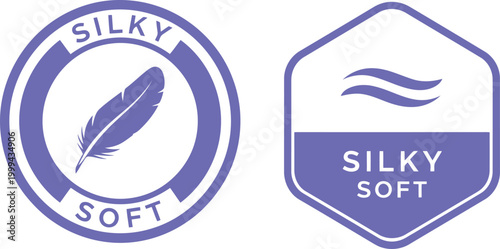 Silky Soft Badge Icons with Feather and Wave Symbols for Product Packaging and Branding