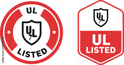 UL Listed Certification Badge Icons Set for Electrical Safety Compliance and Product Approval