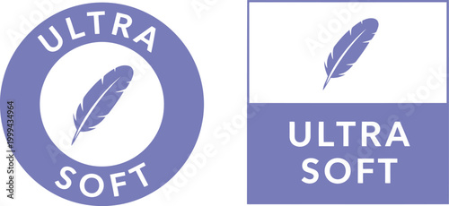 Ultra Soft Feather Icon Badge Set for Product Packaging and Branding, Vector Illustration