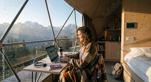 Woman Working in Tent