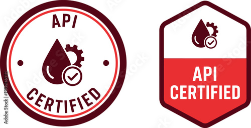 API Certified Badge Vector Icon Set for Oil Industry Standards and Quality Assurance