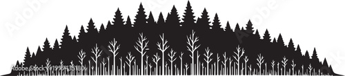Black silhouette of a dense forest