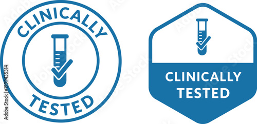 Clinically Tested Badge Icons for Medical Product Certification and Healthcare Marketing