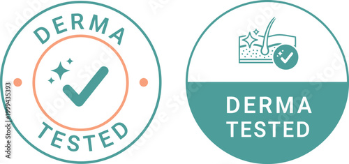 Derma Tested Badge Icons for Skincare and Cosmetic Product Packaging, Dermatologically Approved Labels