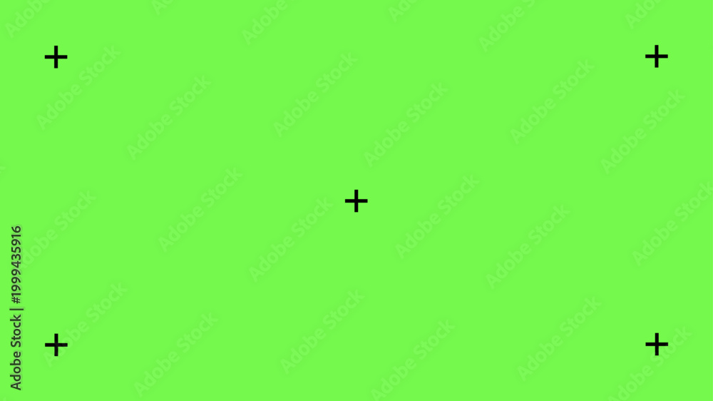 Fototapeta premium Chroma key background with cross markers for VFX tracking, ideal for professional video compositing, film production, and visual effects workflows.