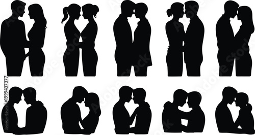 Romantic Pose Silhouette Icon Collection Set Silhouette Icon Pack