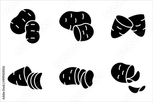 Potato icon set. Fresh vegetable food sign. Diet nutrition symbol. vector illustration on white background