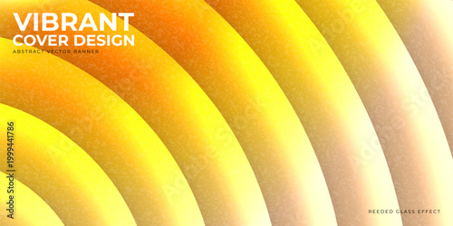 Modern banner with reeded glass effect. Vibrant concept vector banner with gradient translucency for sleek branding, UI design, contemporary project. Abstract blurred shape with fractal glass effect.