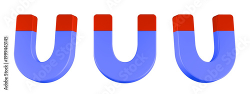 magnet icon 3d render blue color