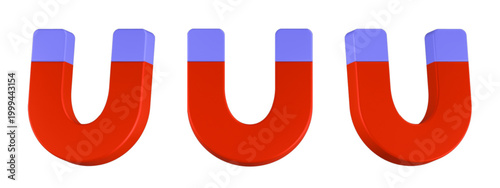 magnet icon 3d render red color