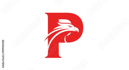 Bild auf Leinwand Red letter P logo with integrated eagle head mascot