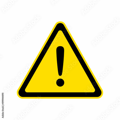 A prominent yellow warning triangle with a bold black exclamation mark, universally recognized as a symbol for caution or danger.