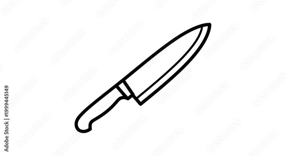 Fototapeta premium Chef Knife Illustration - Simple Line Art Drawing