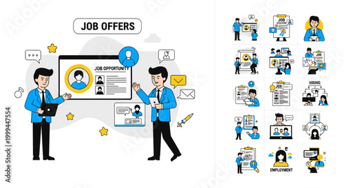 Recruitment specialists presenting job opportunities and candidate profiles on screen