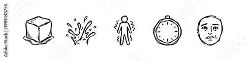 Physical Sensations and Concepts Hand Drawn Sketchy Icons