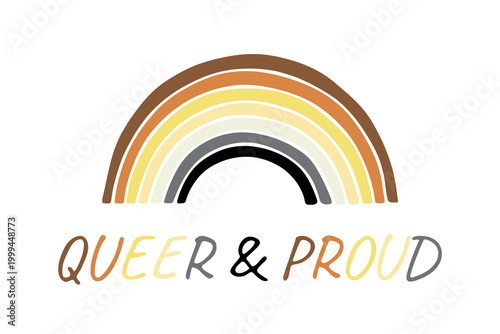 Colorful rainbow shape Bear brotherhood pride flag Happy pride day LGBTQIA community Pride Month Vector hand drawn doodle for posters, stickers, logo, cards