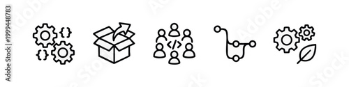 Software Development and Technical Workflow Line Icons