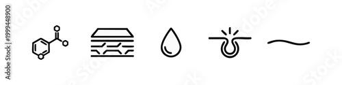 Skincare and Dermatology Line Icons - Skin Anatomy, Pore, Molecule