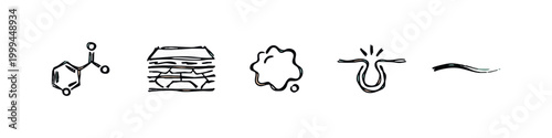 Dermatology and Skincare Sketch Icons - Skin Layers, Pore, Molecule