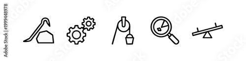 Simple Machines and Physics Vector Line Icon Set