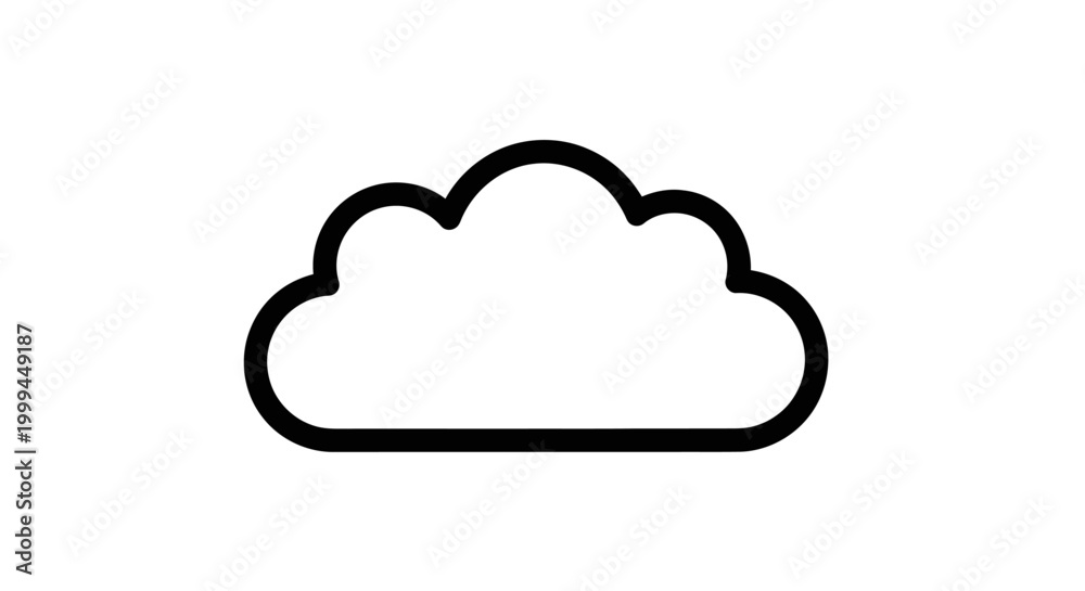 Fototapeta premium Simple Cloud Icon Outline, Minimalist Weather Symbol, Vector Graphic