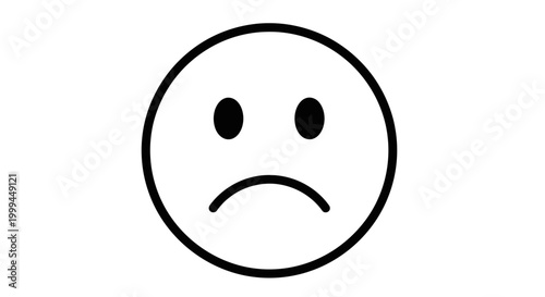 Tableau sur toile Sad Face Icon, Negative Emotion Symbol, Unhappy Expression, Black and White Simp