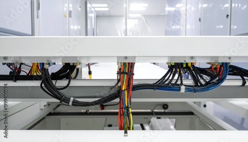 Industrial Electrical Cabling and Wiring Systems in a Modern Facility.