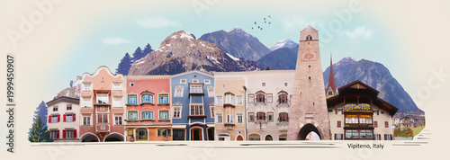Photos Facades of historical city center of Vipiteno Sterzing, in South Tyrol - art col