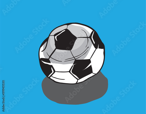 Deflated soccer ball losing air on blue background