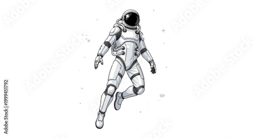 A stylized illustration shows a single astronaut wearing a detailed white spacesuit and floating in a weightless pose against a clean white background to celebrate stars war day