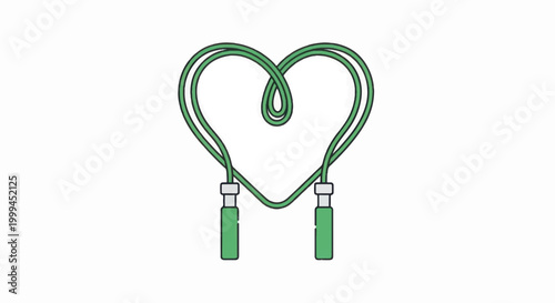 Green Jump Rope Forming Heart Shape.