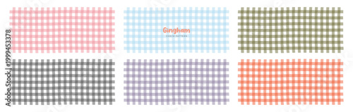 Colorful gingham check pattern background set. Hand-drawn texture for textile design. Vector illustration with transparent background. Vector illustration transparent background