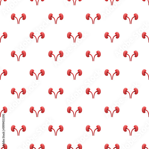 Array of red kidneys forming a seamless pattern for medical or educational illustration