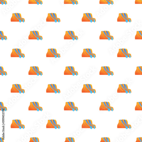 Repeating bright orange and blue water slides creating a playful graphic background