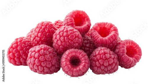 фотографія Ripe red raspberries cluster close up view