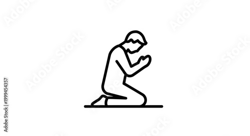 Man praying icon, kneeling figure, religious worship, spiritual devotion, prayer symbol