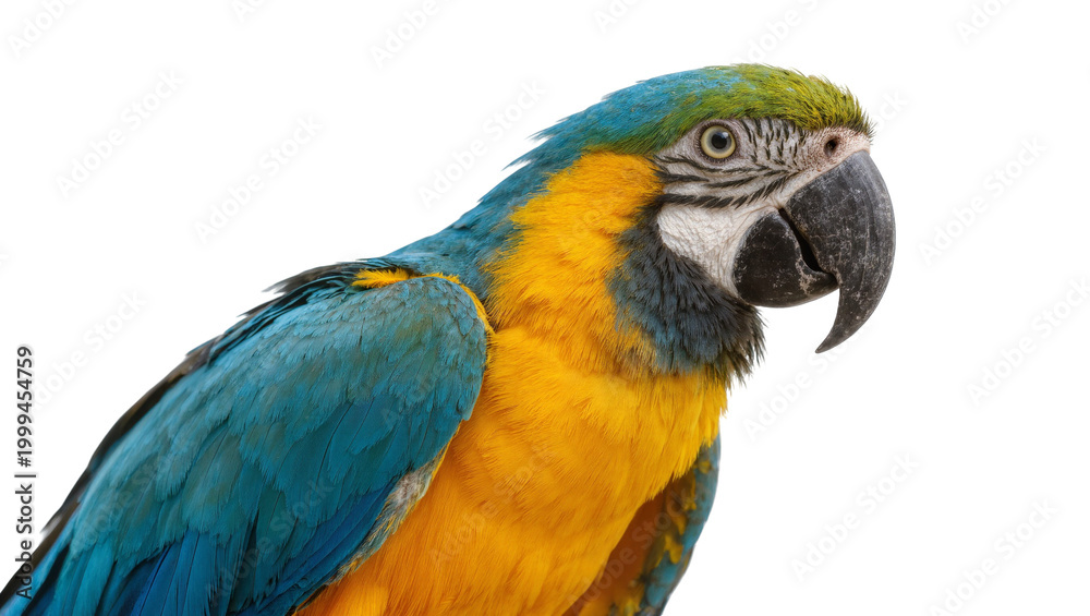 Fototapeta premium Blue and Gold Macaw Parrot Close-up Head and Shoulder Portrait