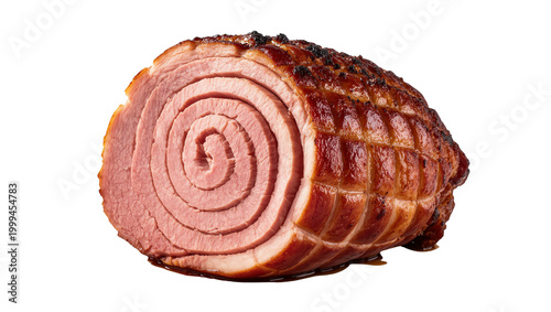 Konstfotografi Spiral sliced glazed ham with brown crust and pink meat
