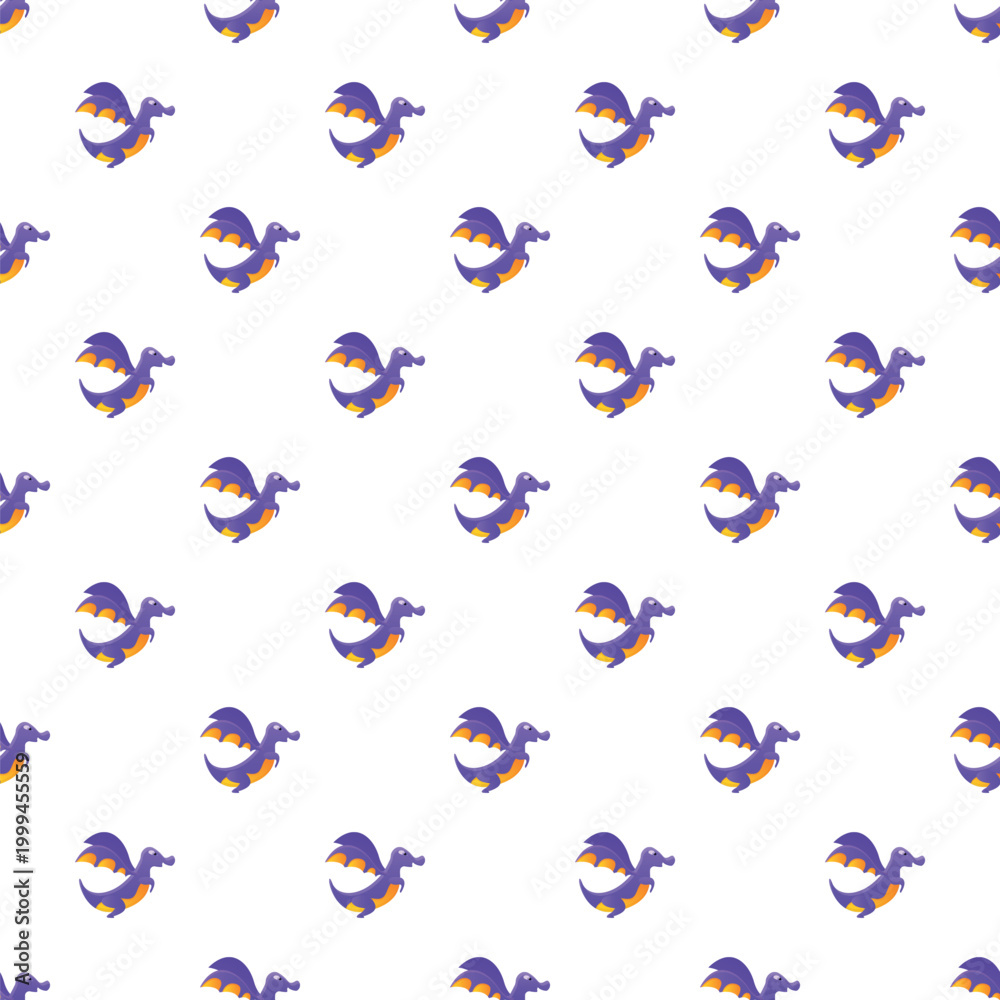Fototapeta premium Repeating cute flying dragons creating a playful mythical animal design