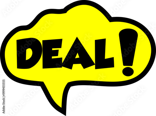Deal Cartoon comic sign burst clouds. Speech bubble, Deal sign expression and pop art text frames. Comics Deal expressions speech, superhero book Deal label. Isolated vector symbols set