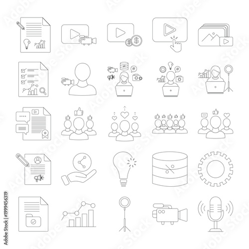 Social Media Line Icons Set